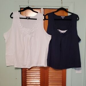 Essentials White and Navy Tank Tops for Women